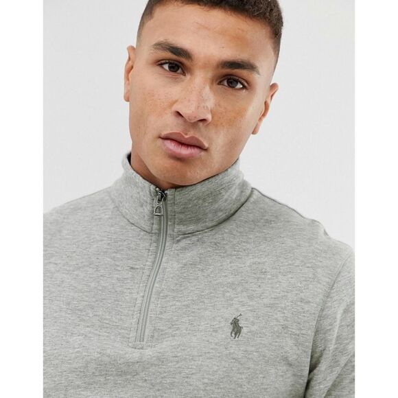 New! POLO RALPH LAUREN Men's Pullover Sweater Half-zip Gray Size Small - Picture 2 of 4